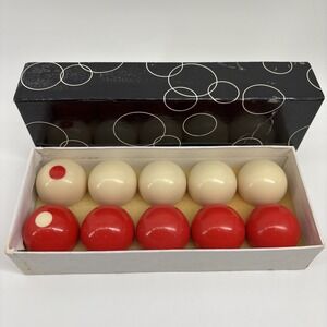 Vintage Aramith Snooker Bumper Pool Balls 10 Belgian Billiards White Red